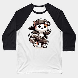 Groove Whisker: B-Boy Cat Breakdancing Baseball T-Shirt